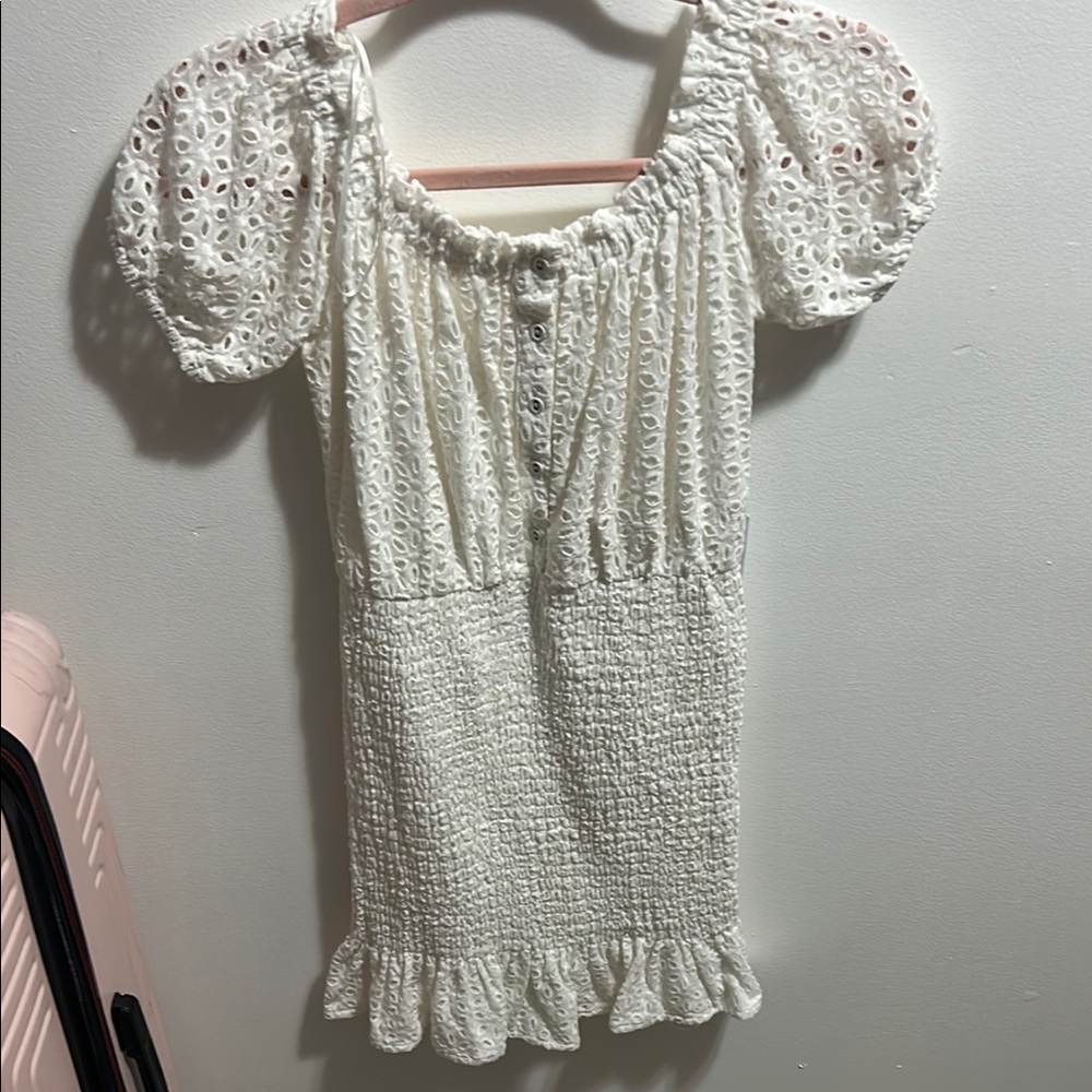 Astr White Eyelet Mini Dress